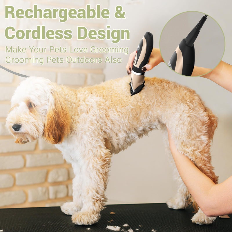 Ceenwes Dog Clippers Low Noise Pet Clippers Rechargeable Trimmer Cordless Grooming Tool Professional Dog Hair Trimmer with Comb Guides Scissors for Dogs Cats & Othersï¼ˆGoldï¼‰ - Image 4